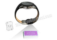 Scanner noir de tisonnier d'appareil-photo d'espion de montre-bracelet de bracelet en cuir pour le côté - cartes de jeu de marques