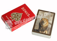 Cartes de jeu de papier rouges d'inscription d'analyseur de tisonnier avec le modèle de lion de bonification