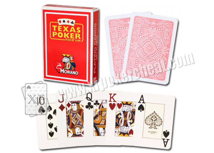 Cartes de jeu rouges de jeu de l'Italie Modiano le Texas Holdem d'appui verticaux de plastique