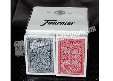 Cartes de jeu enormes bleues rouges de jeu de visage du plastique 2818 de Fournier d'appui verticaux de magie